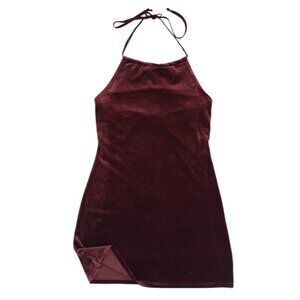 Wild Fable Burgundy Velvet Halter Mini Dress, for women, size M, NWT